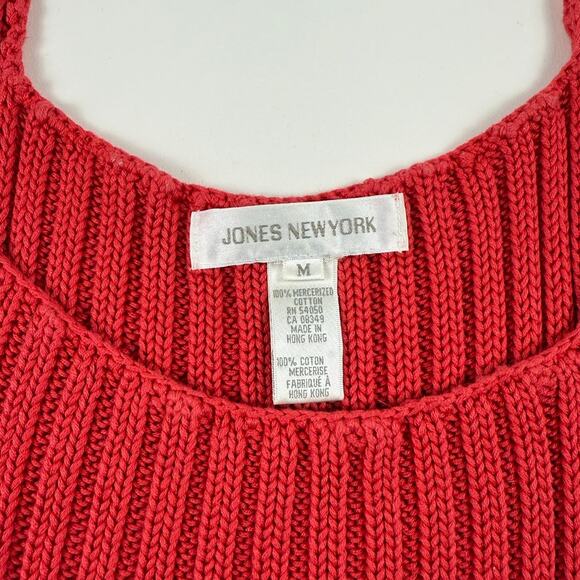 Y2K Coral/Salmon Ribbed Knit Sweater Coastal Tank Top - Picture 2 of 5